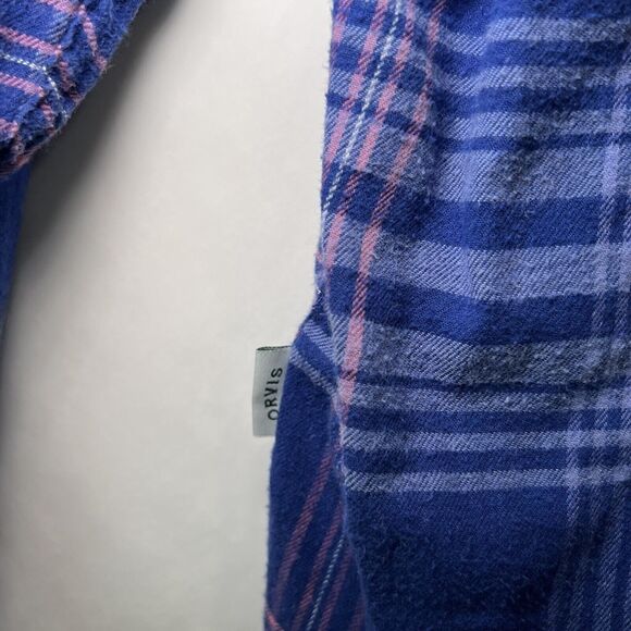Orvis Button Up Flannel Shirt Mens Size Small Blue Pink Plaid Long Sleeve EUC - Picture 12 of 12